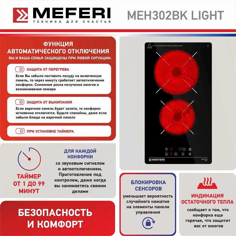 Варочная панель электрическая MEFERI MEH302BK LIGHT