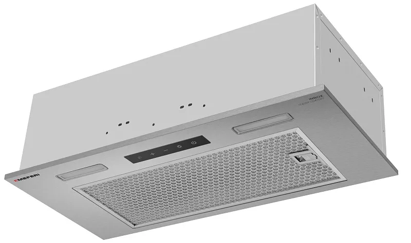 Вытяжка кухонная MEFERI INBOX60IX SENSOR COMFORT на 60 см встраиваемая, серая, производительность 950 м3/ч, 3 скорости, низкий уровень шума, режимы отвод и рециркуляция, сенсорное управление, пульт дистанционного управления, гарантия 3 года