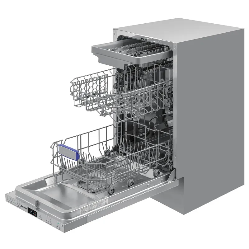 Посудомоечная машина узкая встраиваемая MEFERI MDW4563 POWER, 45 см, 10 комплектов посуды, 6 программ, защита от протечек, половинная загрузка, отсрочка, таймер