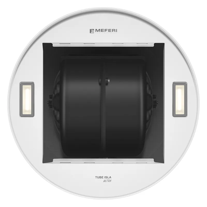 Вытяжка кухонная цилиндрическая островная MEFERI TUBE35WH ISLA ULTRA, 40 см, белая, производительность 1200 м3/ч, 3 скорости, низкий уровень шума, режимы отвод и рециркуляция, гарантия 3 года