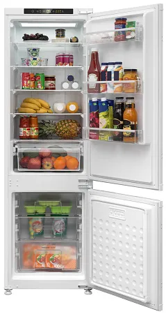 Холодильник встраиваемый, с инвертором MEFERI MBR177 TOTAL NO FROST ULTRA (модификация 2025), двухкамерный, двухдверный, перенавешиваемые двери, суперохлаждение, суперзаморозка, с зоной свежести