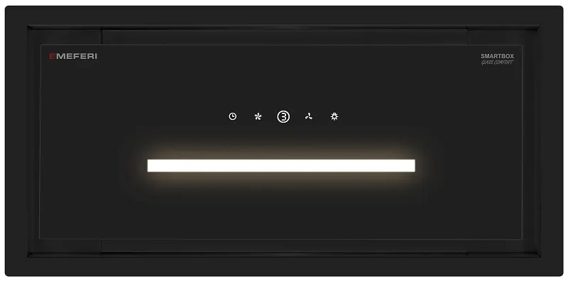 Вытяжка кухонная MEFERI SMARTBOX60BK GLASS COMFORT, 60 см, встраиваемая, стекло, черная, производительность 950 м3/ч, 3 скорости, низкий уровень шума, режимы отвод и рециркуляция, гарантия 3 года