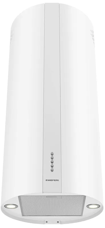 Вытяжка кухонная цилиндрическая островная MEFERI TUBE40WH ISLA POWER, 40 см, белая, производительность 850 м3/ч, 3 скорости, низкий уровень шума, режимы отвод и рециркуляция, гарантия 3 года