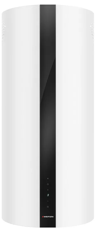 Вытяжка кухонная цилиндрическая островная MEFERI TUBE40WH ISLA COMFORT PLUS, 40 см, белая, производительность 1200 м3/ч, 5 скоростей, режимы отвод и рециркуляция, сенсорное управление, гарантия 3 года