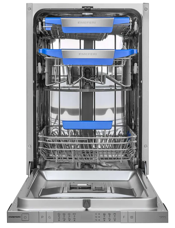 Посудомоечная машина узкая встраиваемая с инвертором MEFERI MDW4583 COMFORT PLUS (модификация 2026 года) 45 см, 10 комплектов посуды, автооткрывание дверцы, аквастоп, луч на полу, внутренняя подсветка, половинная загрузка, таймер