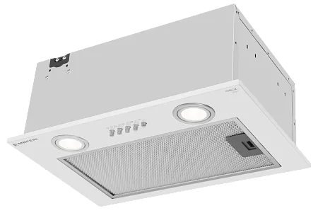 Вытяжка кухонная MEFERI INBOX45WH LIGHT, 45 см, встраиваемая, белая, производительность 650 м3/ч, 3 скорости, низкий уровень шума, режимы отвод и рециркуляция, гарантия 3 года