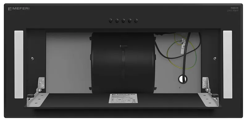 Вытяжка кухонная MEFERI INBOX60BK GLASS POWER, 60 см, встраиваемая, черная, стекло, производительность 900 м3/ч, 3 скорости, низкий уровень шума, режимы отвод и рециркуляция, гарантия 3 года