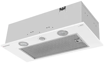 Вытяжка кухонная MEFERI INBOX60WH PUSH COMFORT, 60 см, встраиваемая, белая, производительность 950 м3/ч, 3 скорости, с утапливаемым переключателем, низкий уровень шума, режимы отвод и рециркуляция, гарантия 3 года