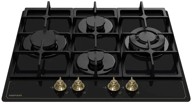 Варочная панель газовая MEFERI MGH604BK GLASS RETRO