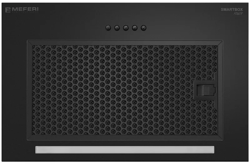 Вытяжка кухонная MEFERI SMARTBOX45BK POWER, 45 см, встраиваемая, черная, производительность 900 м3/ч, 3 скорости, низкий уровень шума, режимы отвод и рециркуляция, гарантия 3 года