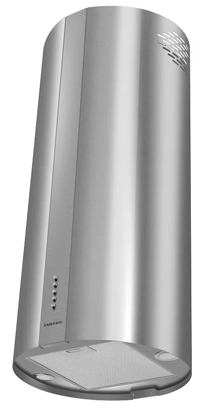 Вытяжка кухонная цилиндрическая островная MEFERI TUBE40IX ISLA POWER, 40 см, серая, производительность 850 м3/ч, 3 скорости, низкий уровень шума, режимы отвод и рециркуляция, гарантия 3 года