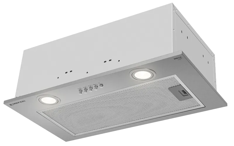 Вытяжка кухонная MEFERI INBOX52IX LIGHT, 52 см, встраиваемая, серая, производительность 650 м3/ч, 3 скорости, низкий уровень шума, режимы отвод и рециркуляция, гарантия 3 года - изображение vytyazhka_polnovstraivaemaya_inbox52ix_light  