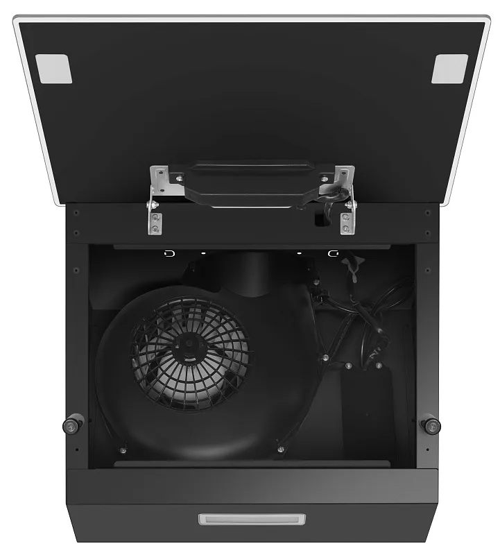 Вытяжка кухонная MEFERI AIRBOX45BK LIGHT, 45 см, наклонная, черная, стекло, производительность 650 м3/ч, 3 скорости, низкий уровень шума, режимы отвод и рециркуляция, гарантия 3 года