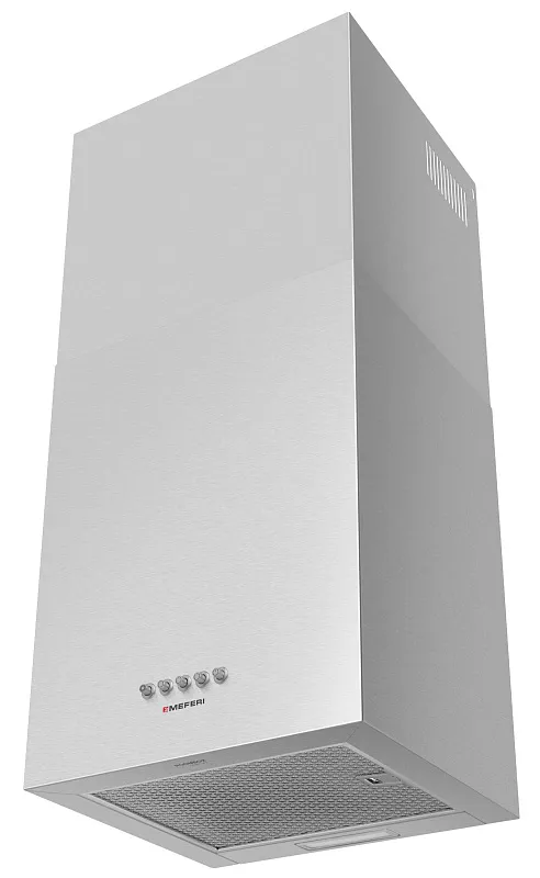 Кубическая вытяжка кухонная MEFERI ROOMBOX40IX COMFORT, пристенная, 40 см, серая, квадратная, производительность 1100 м3/ч, 3 скорости, низкий уровень шума, режимы отвод и рециркуляция, гарантия 3 года