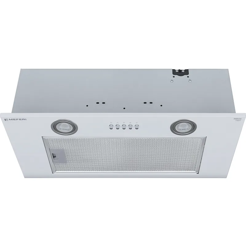 Вытяжка кухонная MEFERI INBOX60WH POWER, 60 см, встраиваемая, белая, производительность 900 м3/ч, 3 скорости, низкий уровень шума, режимы отвод и рециркуляция, гарантия 3 года