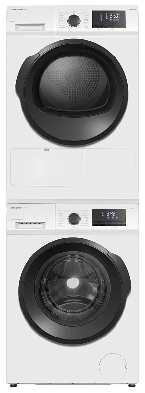 Фото kolonna_iz_stiralnoy_i_sushilnoy_mashin_belaya_ms10wh81_ultra на сайте meferi-home.ru Колонна из стиральной и сушильной машин белая MEFERI MS10WH81 ULTRA - изображение kolonna_iz_stiralnoy_i_sushilnoy_mashin_belaya_ms10wh81_ultra