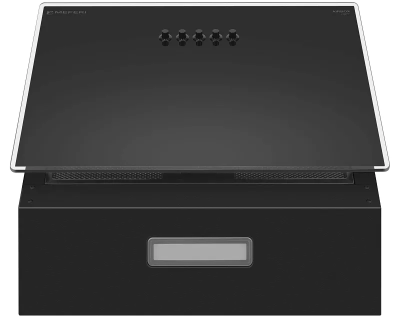 Вытяжка кухонная MEFERI AIRBOX45BK LIGHT, 45 см, наклонная, черная, стекло, производительность 650 м3/ч, 3 скорости, низкий уровень шума, режимы отвод и рециркуляция, гарантия 3 года