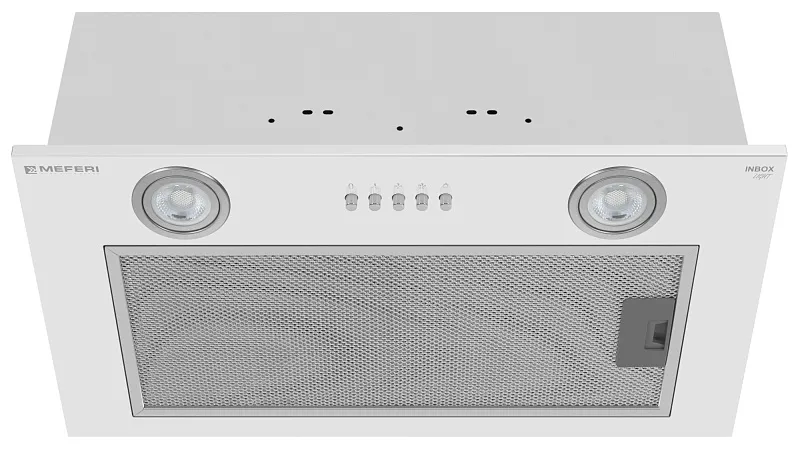Вытяжка кухонная MEFERI INBOX52WH LIGHT, 52 см, встраиваемая, белая, производительность 650 м3/ч, 3 скорости, низкий уровень шума, режимы отвод и рециркуляция, гарантия 3 года