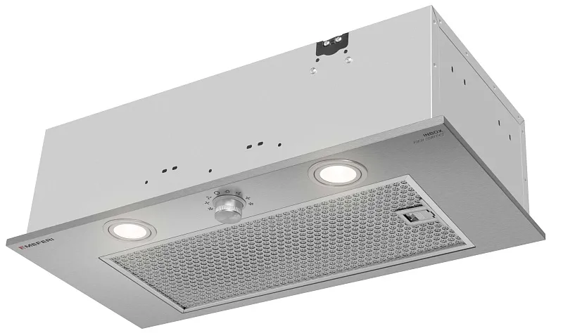 Вытяжка кухонная MEFERI INBOX60IX PUSH COMFORT, 60 см, встраиваемая, нержавеющая сталь, инверторный мотор, производительность 900 м3/ч, 3 скорости, с утапливаемым переключателем, низкий уровень шума, режимы отвод и рециркуляция, гарантия 3 года