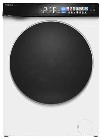 Стиральная машина с инвертором и паром MEFERI MFW101216WH COMFORT отдельностоящая белая, загрузка 10 кг, с возможностью установки в колонну, с сенсорным управлением