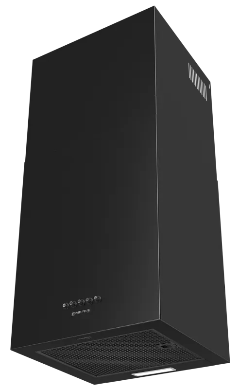 Фото vytyazhka_dizaynerskaya_pristennaya_roombox40bk_light на сайте meferi-home.ru Кубическая вытяжка кухонная MEFERI ROOMBOX40BK LIGHT, пристенная, 40 см, черная, квадратная, производительность 650 м3/ч, 3 скорости, низкий уровень шума, режимы отвод и рециркуляция, гарантия 3 года - изображение vytyazhka_dizaynerskaya_pristennaya_roombox40bk_light