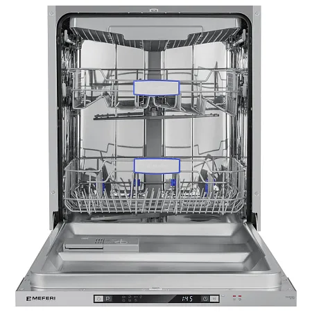 Посудомоечная машина встраиваемая MEFERI MDW6073 ULTRA, 60 см, напольная, 14 комплектов посуды, 7 программ, 3 корзины, луч на полу, внутренняя подсветка, половинная загрузка Посудомоечная машина встраиваемая MEFERI MDW6073 ULTRA, 60 см, напольная, 14 комплектов посуды, 7 программ, 3 корзины, луч на полу, внутренняя подсветка, половинная загрузка
