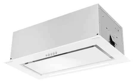 Вытяжка кухонная MEFERI SMARTBOX60WH GLASS POWER, 60 см, встраиваемая, белая, стекло, производительность 900 м3/ч, 3 скорости, низкий уровень шума, режимы отвод и рециркуляция, гарантия 3 года