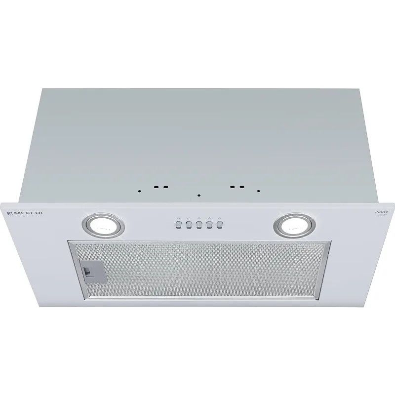 Вытяжка кухонная MEFERI INBOX60WH ULTRA, 60 см, встраиваемая, белая, производительность 1100 м3/ч, 3 скорости, низкий уровень шума, режимы отвод и рециркуляция, гарантия 3 года