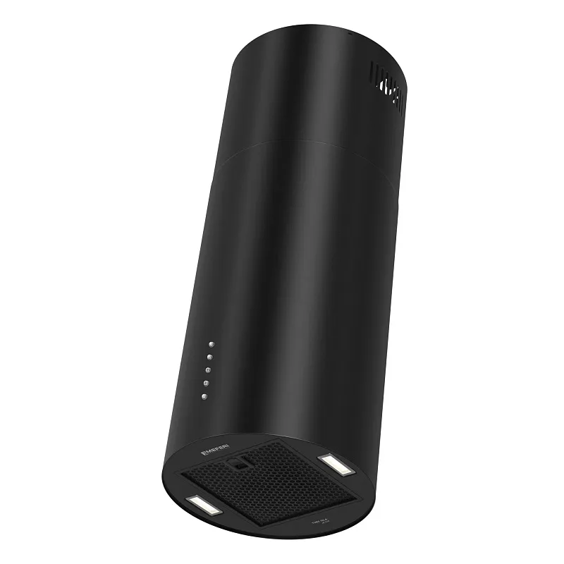 Вытяжка кухонная цилиндрическая островная MEFERI TUBE35BK ISLA ULTRA, 35 см, черная, производительность 1200 м3/ч, 3 скорости, низкий уровень шума, режимы отвод и рециркуляция, гарантия 3 года