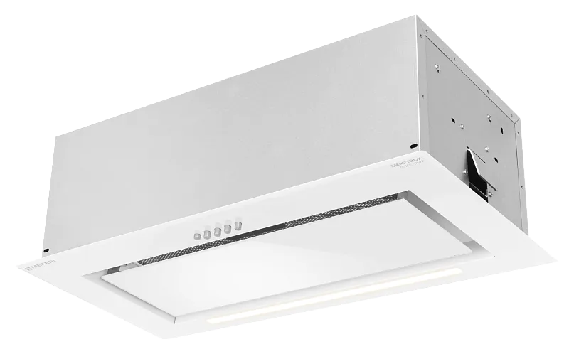 Вытяжка кухонная MEFERI SMARTBOX60WH GLASS POWER, 60 см, встраиваемая, белая, стекло, производительность 900 м3/ч, 3 скорости, низкий уровень шума, режимы отвод и рециркуляция, гарантия 3 года - изображение vytyazhka_polnovstraivaemaya_smartbox60wh_glass_power_  