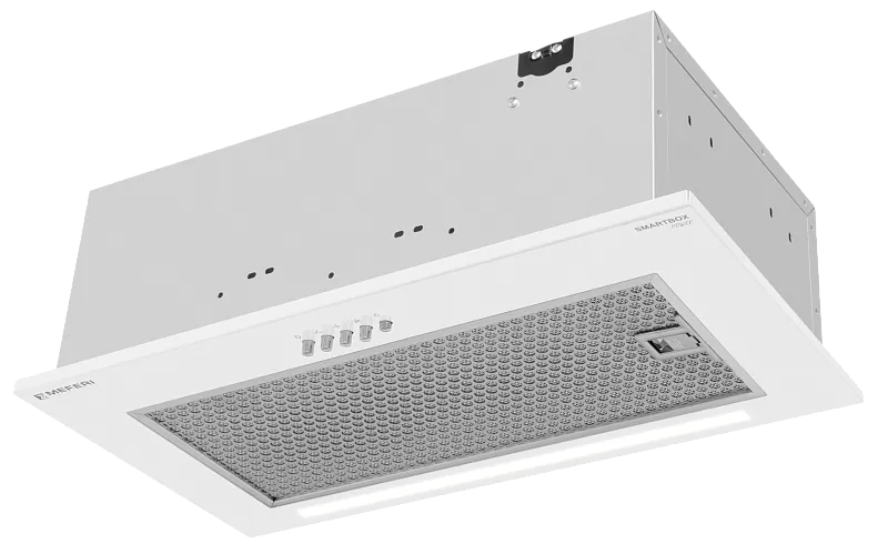 Вытяжка кухонная MEFERI SMARTBOX52WH POWER, 52 см, встраиваемая, белая, производительность 900 м3/ч, 3 скорости, низкий уровень шума, режимы отвод и рециркуляция, гарантия 3 года - изображение vytyazhka_polnovstraivaemaya_smartbox52wh_power  