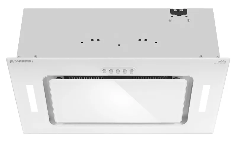 Вытяжка кухонная MEFERI INBOX52WH GLASS ULTRA, 52 см, встраиваемая, белая, стекло, производительность 900 м3/ч, 3 скорости, низкий уровень шума, режимы отвод и рециркуляция, гарантия 3 года