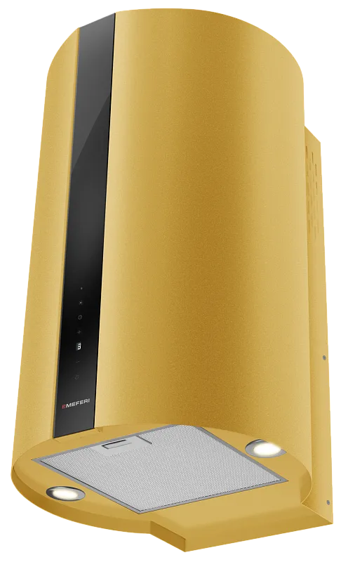 Вытяжка кухонная цилиндрическая настенная MEFERI TUBE40GOLD COMFORT PLUS, 40 см, золотая, производительность 1200 м3/ч, 5 скоростей, режимы отвод и рециркуляция, сенсорное управление, гарантия 3 года - изображение vytyazhka_tsilindricheskaya_pristennaya_tube40gold_comfort_plus  