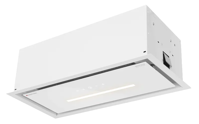 Фото vytyazhka_polnovstraivaemaya_smartbox60wh_glass_comfort на сайте meferi-home.ru Вытяжка кухонная MEFERI SMARTBOX60WH GLASS COMFORT, 60 см, встраиваемая, белая, стекло, производительность 950 м3/ч, 3 скорости, низкий уровень шума, режимы отвод и рециркуляция, гарантия 3 года - изображение vytyazhka_polnovstraivaemaya_smartbox60wh_glass_comfort
