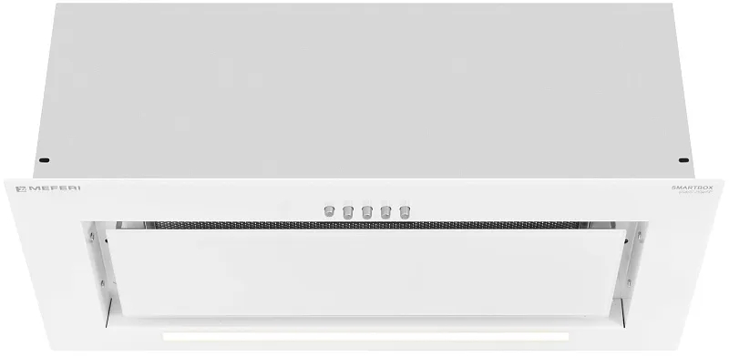 Вытяжка кухонная MEFERI SMARTBOX60WH GLASS POWER, 60 см, встраиваемая, белая, стекло, производительность 900 м3/ч, 3 скорости, низкий уровень шума, режимы отвод и рециркуляция, гарантия 3 года
