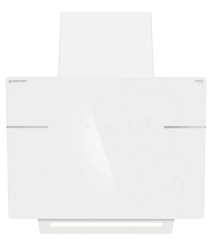 Вытяжка кухонная MEFERI AIRBOX60WH ULTRA, 60 см, наклонная, белая, стекло, производительность 1100 м3/ч, 3 скорости, низкий уровень шума, режимы отвод и рециркуляция, гарантия 3 года