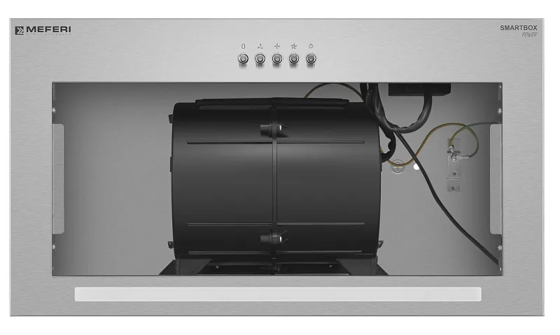 Вытяжка кухонная MEFERI SMARTBOX52IX POWER, 52 см, встраиваемая, серая, производительность 900 м3/ч, 3 скорости, низкий уровень шума, режимы отвод и рециркуляция, гарантия 3 года