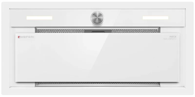Вытяжка кухонная MEFERI INBOX60WH PUSH COMFORT PLUS, 60 см, встраиваемая, белая, производительность 1200м3/ч, 3 скорости, с утапливаемым переключателем, низкий уровень шума, режимы отвод и циркуляция, гарантия 3 года