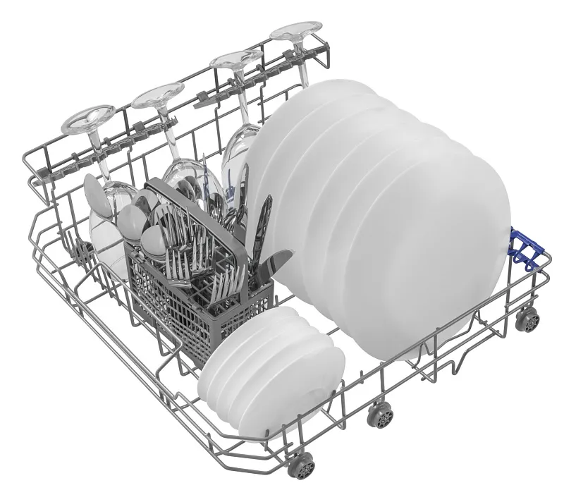 Компактная посудомоечная машина узкая встраиваемая MEFERI MDW4563 COMPACT POWER, 45 см, 6 комплектов посуды, защита от протечек, дозагрузка посуды, отсрочка, таймер