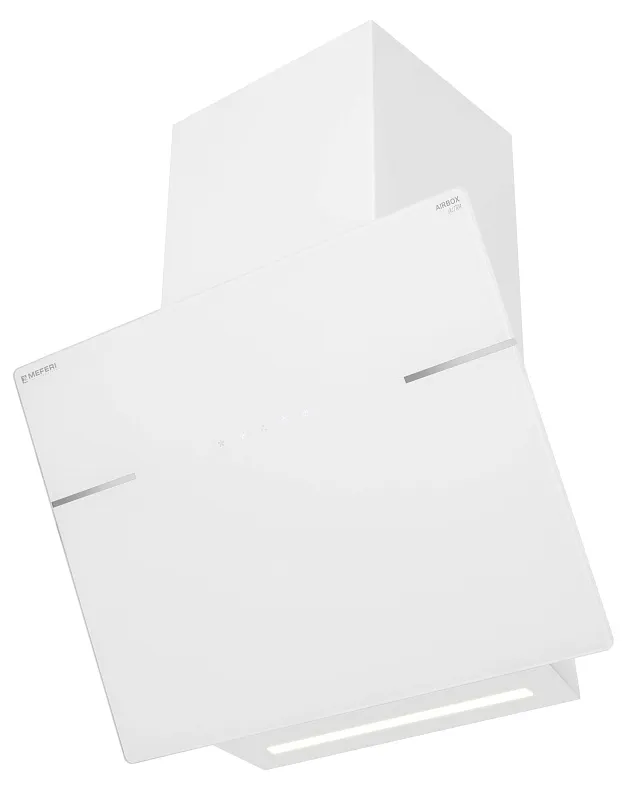 Вытяжка кухонная MEFERI AIRBOX60WH ULTRA, 60 см, наклонная, белая, стекло, производительность 1100 м3/ч, 3 скорости, низкий уровень шума, режимы отвод и рециркуляция, гарантия 3 года