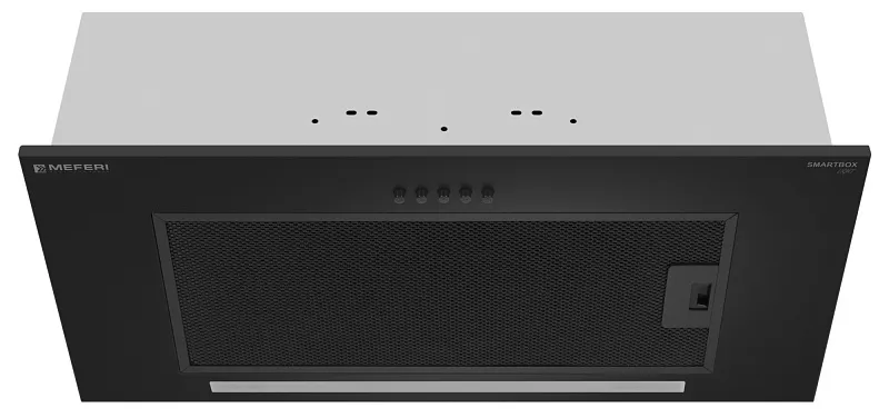 Вытяжка кухонная MEFERI SMARTBOX60BK LIGHT, 60 см, встраиваемая, черная, производительность 650 м3/ч, 3 скорости, низкий уровень шума, режимы отвод и рециркуляция, гарантия 3 года