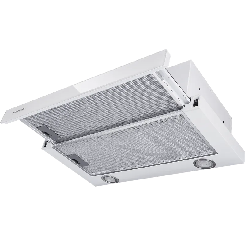 Фото vytyazhka_teleskopicheskaya_slidebox60wh_glass_ultra на сайте meferi-home.ru Вытяжка телескопическая кухонная MEFERI SLIDEBOX60WH GLASS ULTRA, 60 см, белая, стекло, производительность 850 м3/ч, 2 скорости, низкий уровень шума, режимы отвод и рециркуляция, гарантия 3 года - изображение vytyazhka_teleskopicheskaya_slidebox60wh_glass_ultra