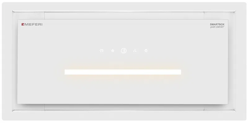 Вытяжка кухонная MEFERI SMARTBOX60WH GLASS COMFORT, 60 см, встраиваемая, белая, стекло, производительность 950 м3/ч, 3 скорости, низкий уровень шума, режимы отвод и рециркуляция, гарантия 3 года