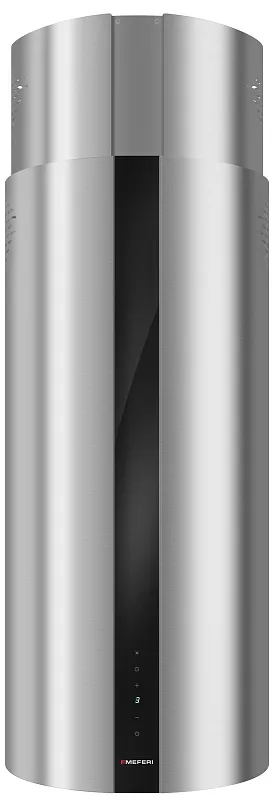 Вытяжка кухонная цилиндрическая островная MEFERI TUBE40IX ISLA COMFORT PLUS, 40 см, серая, производительность 1200 м3/ч, 5 скоростей, режимы отвод и рециркуляция, сенсорное управление, гарантия 3 года