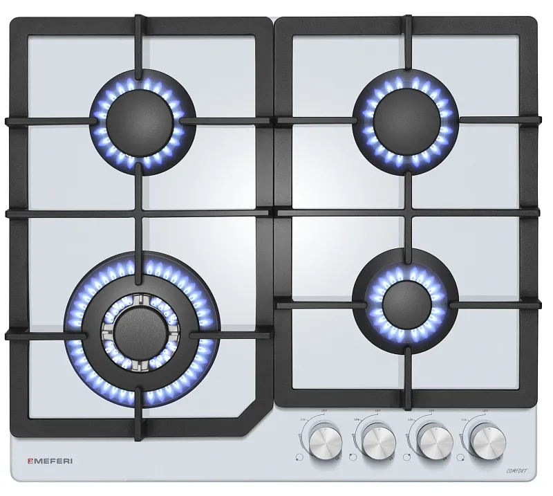 Варочная панель газовая MEFERI MGH604WH GLASS COMFORT_U (Уценка) - изображение varochnaya_panel_gazovaya_mgh604wh_glass_comfort_u  