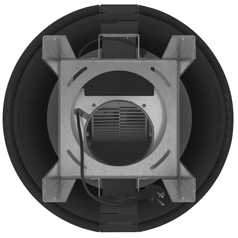 Вытяжка кухонная цилиндрическая островная MEFERI TUBE40BK ISLA COMFORT PLUS, 40 см, черная, производительность 1200 м3/ч, 5 скоростей, режимы отвод и рециркуляция, сенсорное управление, гарантия 3 года