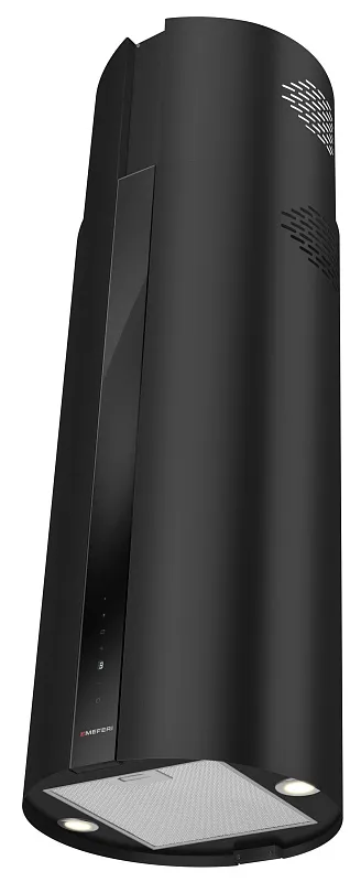 Вытяжка кухонная цилиндрическая островная MEFERI TUBE40BK ISLA COMFORT PLUS, 40 см, черная, производительность 1200 м3/ч, 5 скоростей, режимы отвод и рециркуляция, сенсорное управление, гарантия 3 года