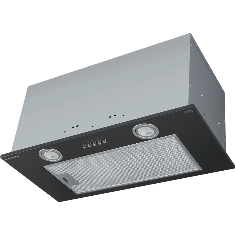 Вытяжка кухонная MEFERI INBOX60BK ULTRA, 60 см, встраиваемая, черная, производительность 1100 м3/ч, 3 скорости, низкий уровень шума, режимы отвод и рециркуляция, гарантия 3 года - изображение vytyazhka_polnovstraivaemaya_inbox60bk_ultra  