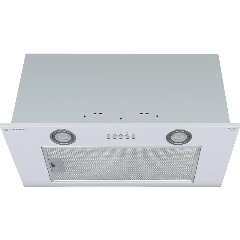 Вытяжка кухонная MEFERI INBOX60WH ULTRA, 60 см, встраиваемая, белая, производительность 1100 м3/ч, 3 скорости, низкий уровень шума, режимы отвод и рециркуляция, гарантия 3 года