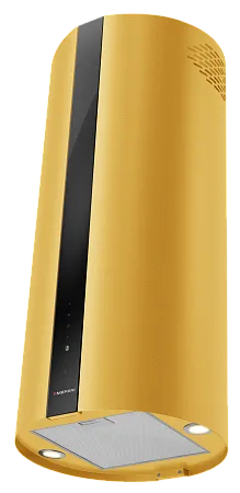 Вытяжка кухонная цилиндрическая островная MEFERI TUBE40GOLD ISLA COMFORT PLUS, 40 см, золотая, производительность 1200 м3/ч, 5 скоростей, режимы отвод и рециркуляция, сенсорное управление, гарантия 3 года
